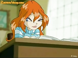 School cartoon girl gets really horny