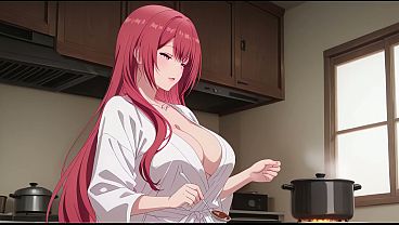 😱 SHOCK! Stepson Catches Dad’s Wife in Scandalous Micro-Robe! 🔥 Steamy Kureha Cosplay Moment!