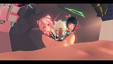 entrenamiento sexual con tres putitas hentai 3d