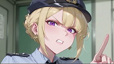 Officer Inspects Oversized Evidence.Evelyn Chevalier Hentai Cosplay